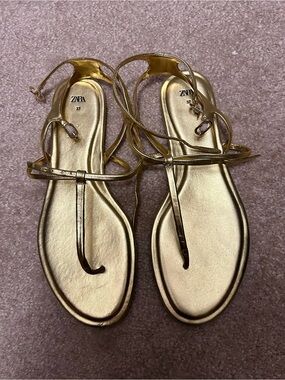 Zara Metallic Gold Gladiator Sandals